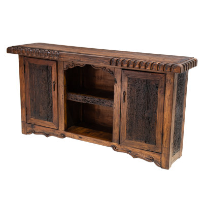 Worm Wood Console Table with Carved Details