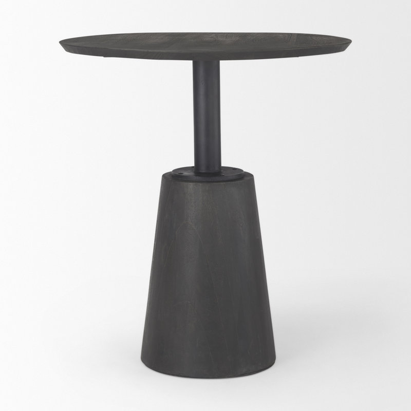 Round Metal Base Dining Table, Gray, Gray
