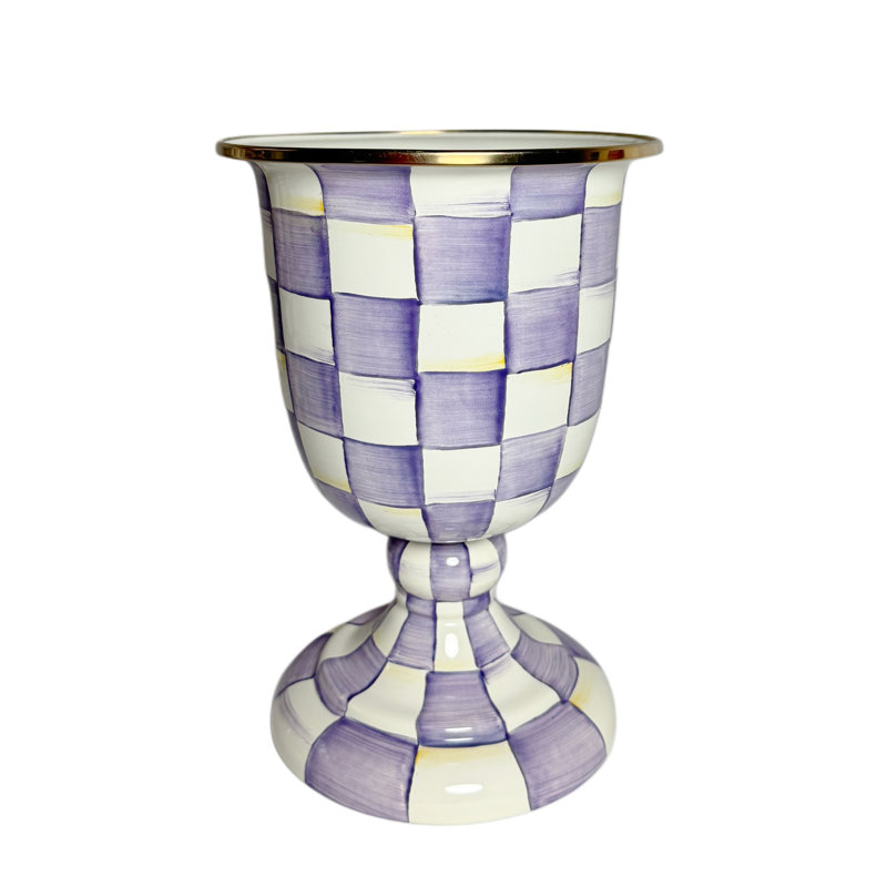 Sky Check Pedestal Vase, Purple