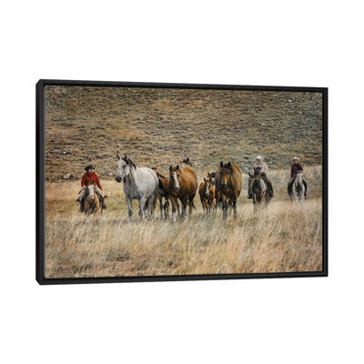 Moving Horses by Rhonda Thompson - Floater Frame Print on Canvas