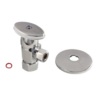 Kingston Brass 5/8-Inch OD Comp x 3/8-Inch OD Comp Anti-Seize Deluxe Quarter-Turn Ceramic Hardisc Cartridge Angle Stop with Flange