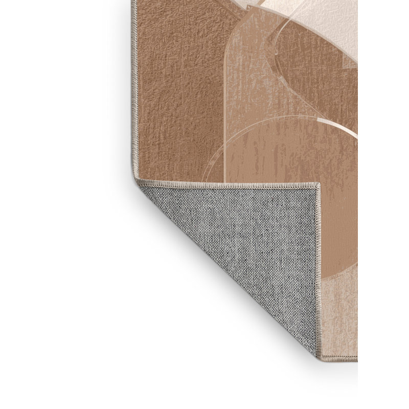 Machine Washable Peoro Sleek & Chic Modern Rug in Beige – Beige Binding, 5x7
