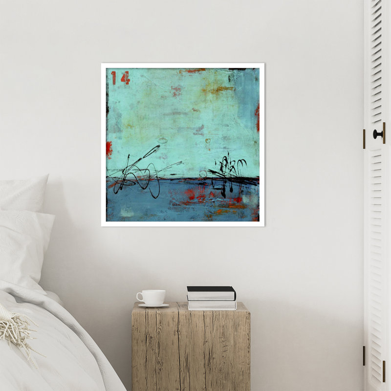 «Blue Bay Marina II» par Mauro, reproduction d'art encadrée sur bois, H 25 po x l 25 po, Blanc