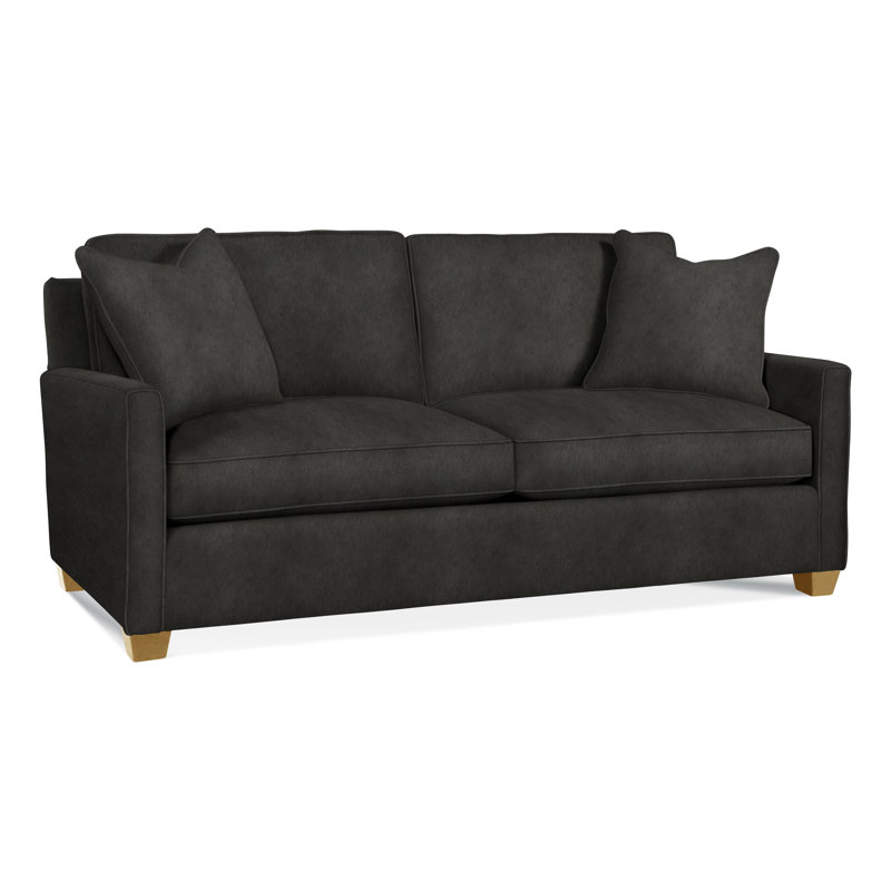 Nicklaus Sofa, Gel Memory Foam Mattress, Honey, Light Blue Performance Fabric; 0851-55