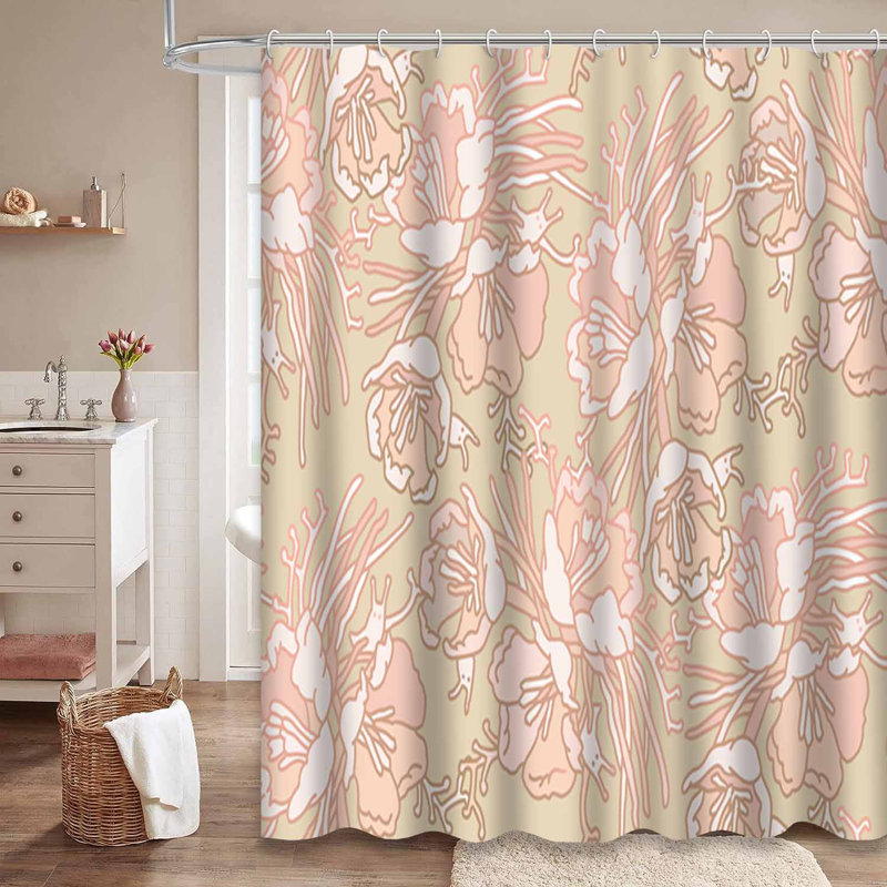 Rideau de douche imperméable à motif floral avec 12 crochets, L 72 po x l 84 po
