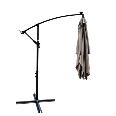 Outdoor Sunshade Umbrella 2X3m - Solar Led, Wind Vent, With Crank And Cross Base For Deck Backyard Pool Garden Patio Lights Weather , Protected,