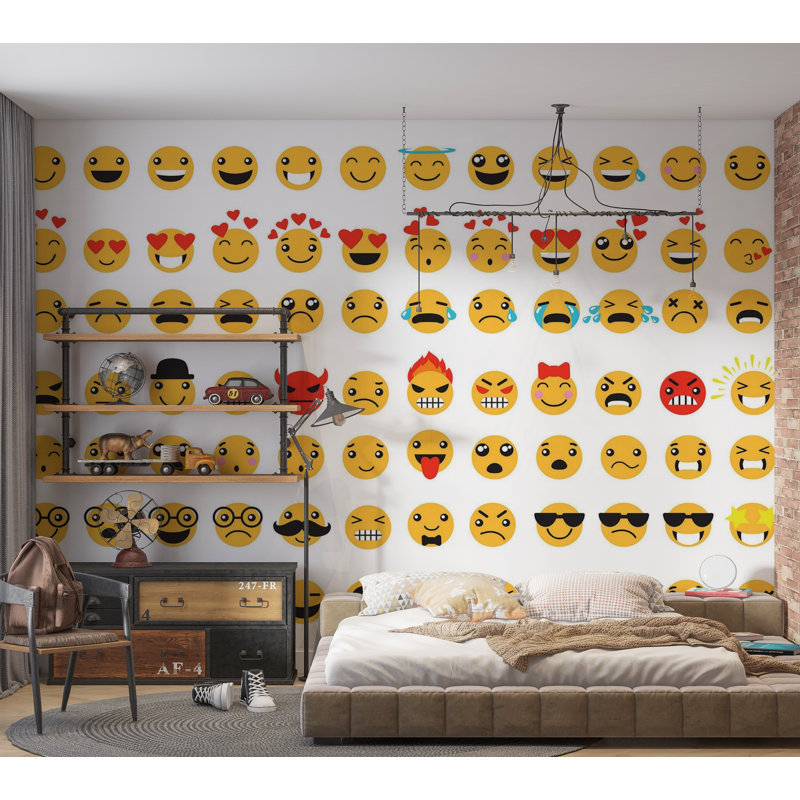 Murale pelez et collez de qualité supérieure - Collection Emoji, L 96 po x l 120 po
