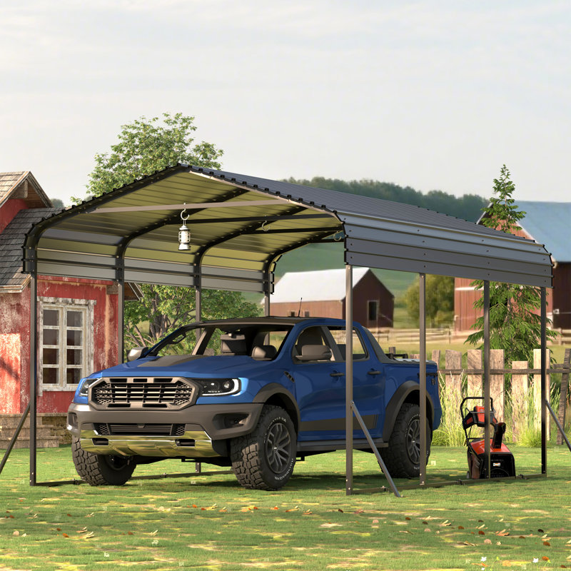 Carport Canopy 10X15 Heavy Duty,Metal Carport With Reinforced Structrure And Base,Outdoor Garage Car Shelter Frame For Pickup, Boat, Car And Tractors,Black