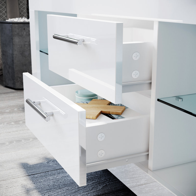 Bissett 130L x 40W x 50H cm High Gloss TV Stand / TV Cabinet (TVS Series) for up to 50" TVs, White