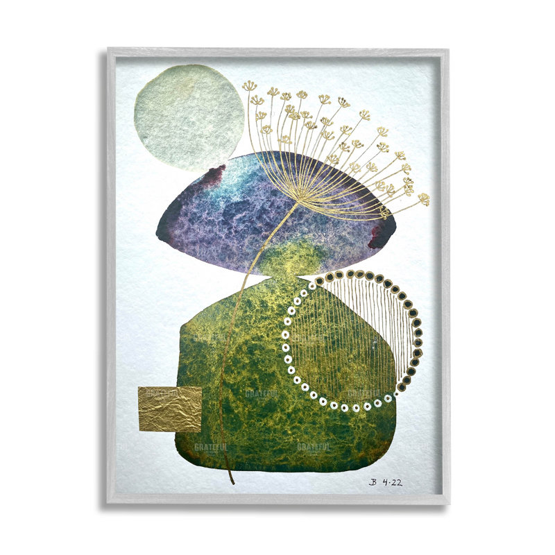 Mossy Botanical Contemporary, art de la giclée encadrée par Jocelyn Benford, H 14 po x l 11 po x P 1,5 po