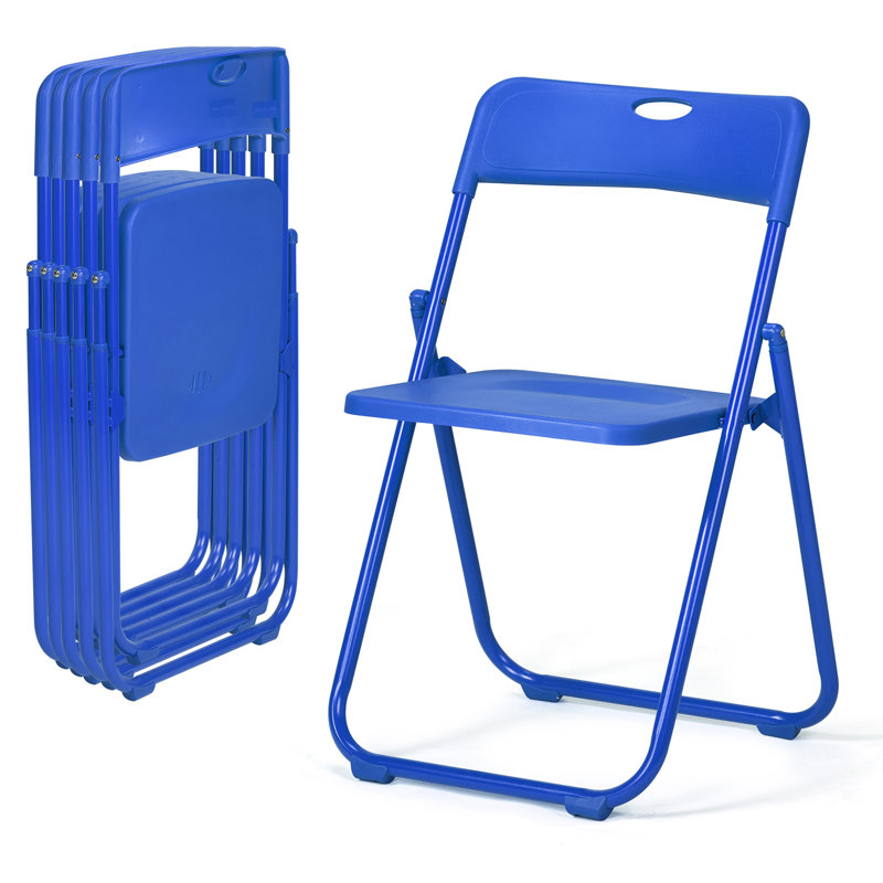 Ensemble de chaises pliantes en plastique bleu foncé pour patio (ensemble de 6), Bleu