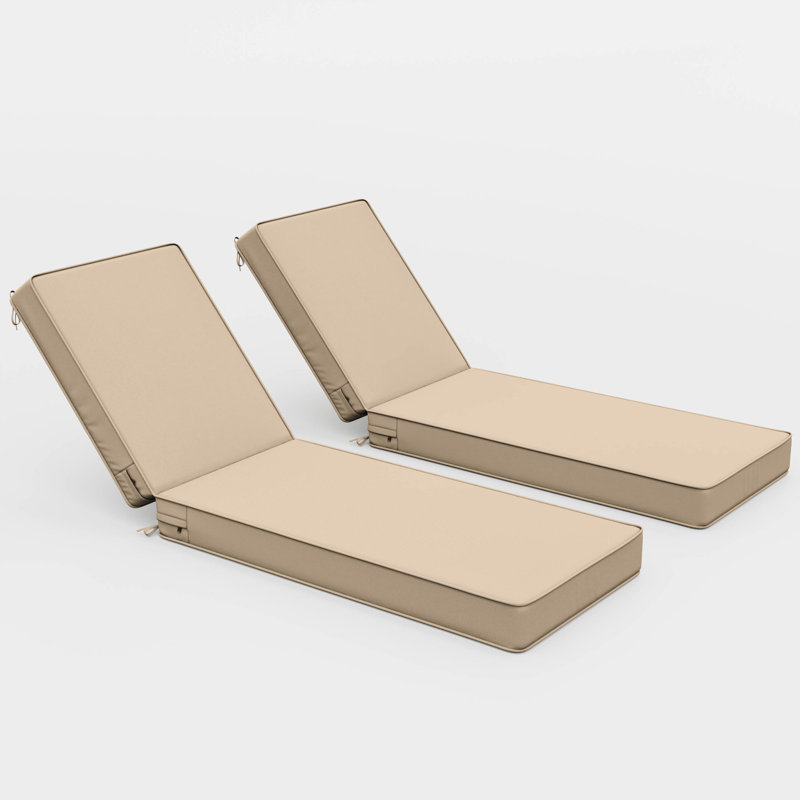 Outdoor Chaise Lounge Chair Cushion, Sand, 2, 80" W x 26" D