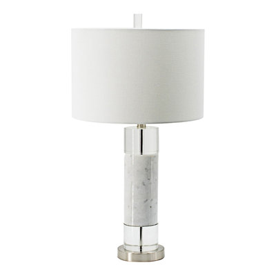 Lampe de table moderne en marbre blanc et acrylique avec lumière ambiante douce