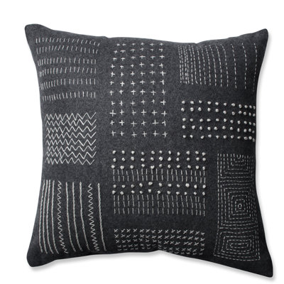 Embroidered Cotton Reversible Throw Pillow