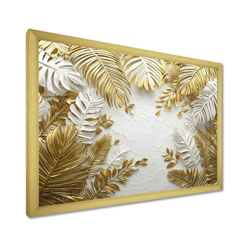 Cordialous Golden Cream Plams Reunion I - palmiers et palmiers, art mural, Reproduction encadrée d'une seule photo, Doré