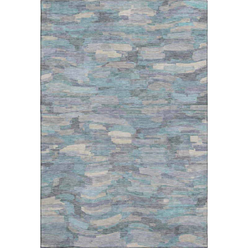 Tapis de qualité supérieure lavable à la machine Mayfield AMF2266, Bleu sarcelle, 9 pi x 12 pi