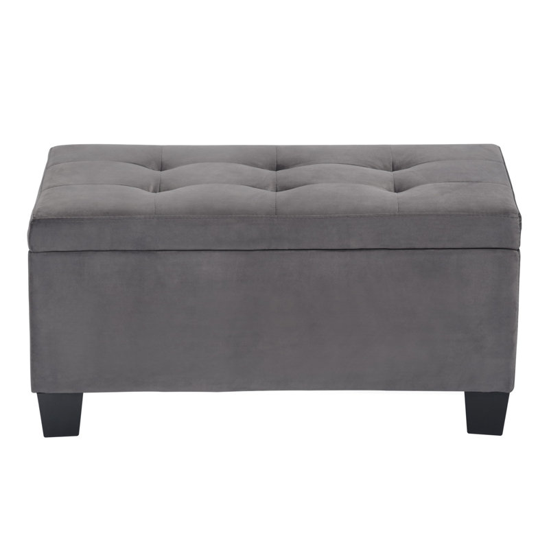 Upholstered Ottoman, Gray Velvet