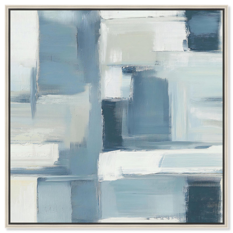 Art Remedy, toile abstraite délavée bleue décomposée II, H 12 po x l 12 po, Cadre argenté