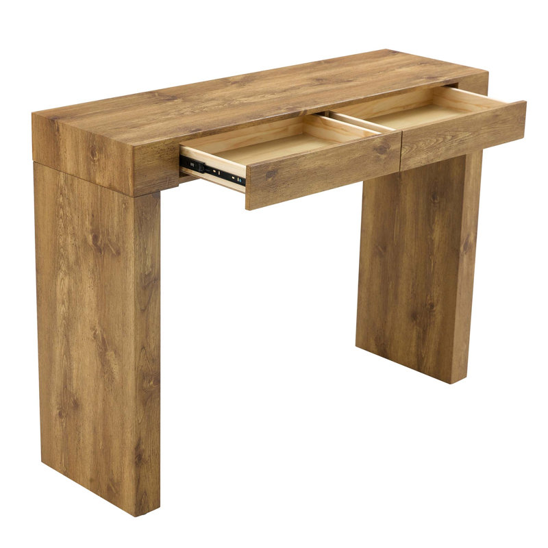 Elegant Natural Wood Grain Bar Table-50 Inches Long, Practical For Modern Homes With Storage Drawers And Dual Functionality