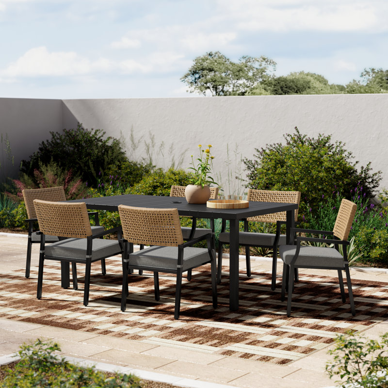 Aiden 6-Person Steel Outdoor Dining Set With Armchairs