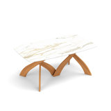 Entwine - Rectangular 42IN x 72IN Glass Top Table - Natural Walnut Finish