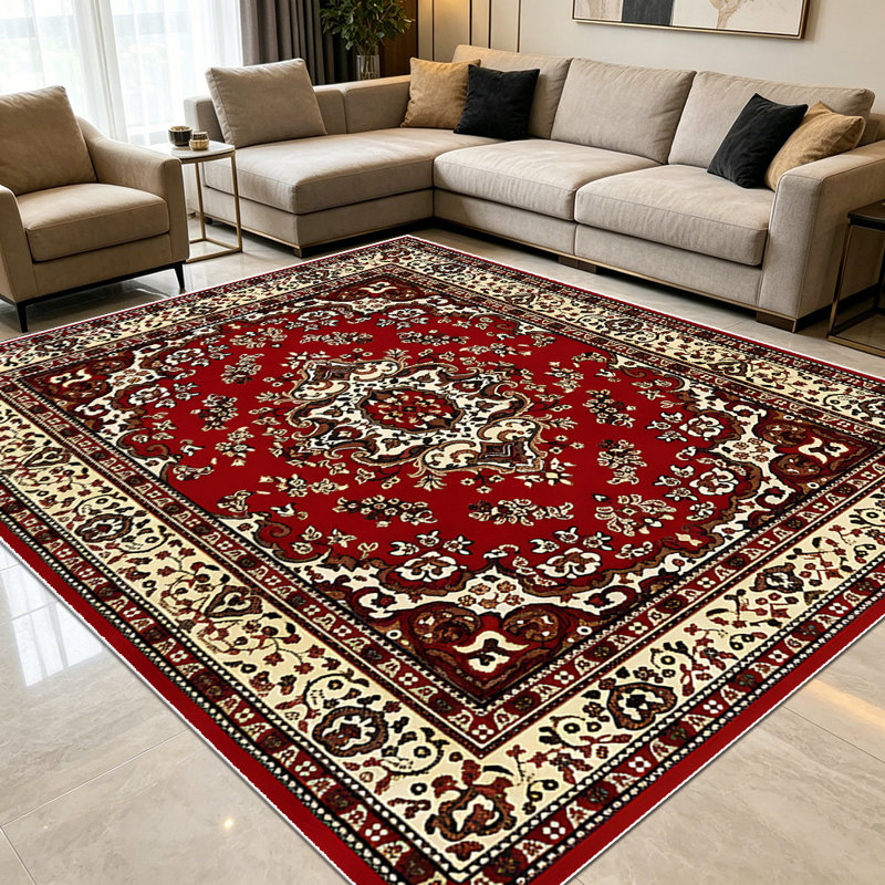 1PC Traditional Persian Vintage Red Floral Medallion area rugs for Living Room, Soft and Comfortable, Suitable for all seasons, easy-to-maintain, machine washable Indoor floor mat, Under Table Farmhouse suitable for dining room, bedroom, entryway.