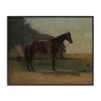 Racing Horse with Saddle Gray Framed Giclee Art by CAD Designs