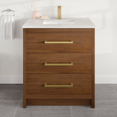Ilsa 30"W X 18"D Bathroom Vanity With White Carrara Quartz Countertop And Undermount Porcelain Sink
