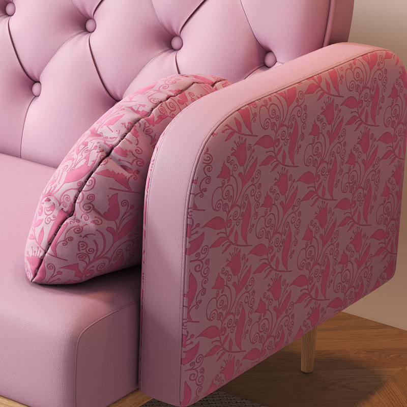 Esteve 55.9'' Faux Leather Sofa, Pink