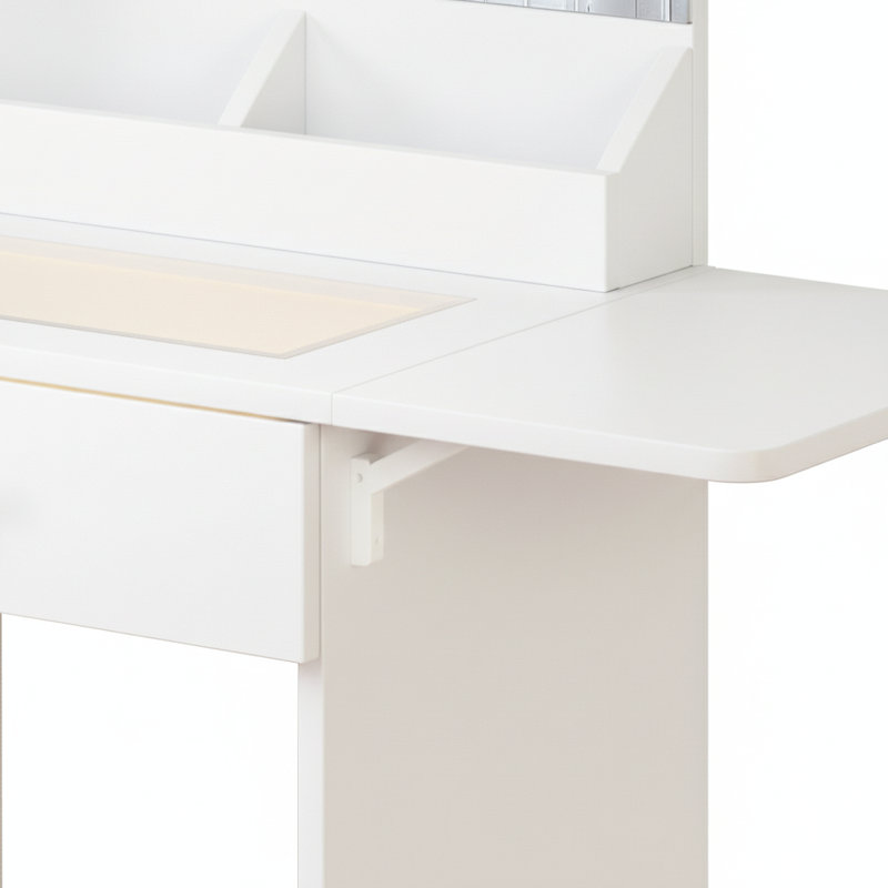Ensemble de coiffeuse blanche avec miroir lumineux, ports USB et rangement