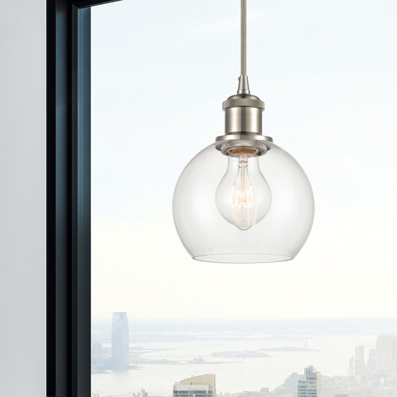 Luminaire suspendu sphérique 1 lumière Roxane, Ampoule non incluse, Nickel satiné brossé