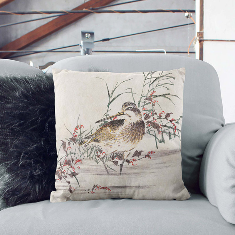 A Bird In The Water Square Throw Cushion, White, 40 x 40 cm