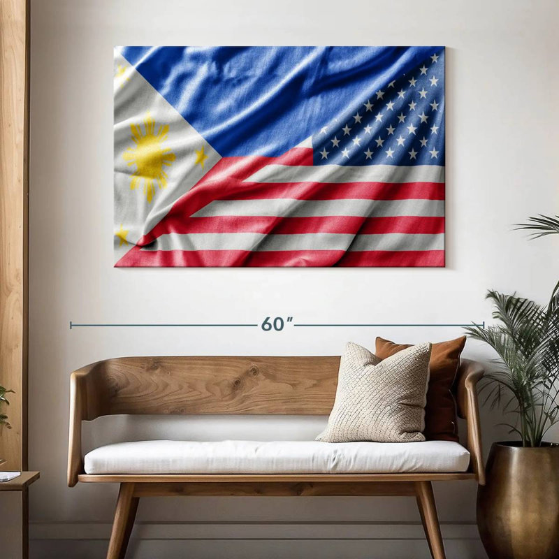 Drapeau des Philippines et des États-Unis, H 32 po x l 48 po