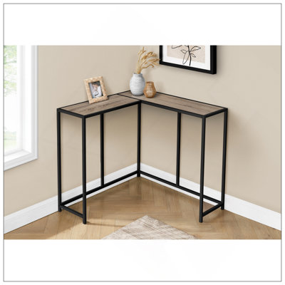 Table d'appoint, console, vestibule, étroit, d'angle, salon, chambre à coucher, stratifié, métal noir, contemporain, moderne