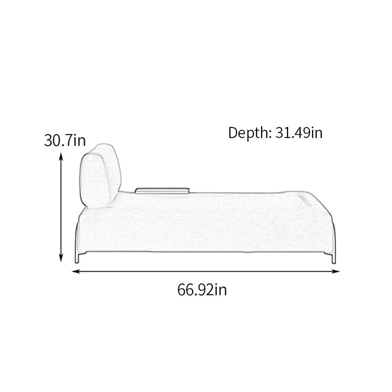 Larges chaises longues d'intérieur, tissu en coton et lin, Gris clair