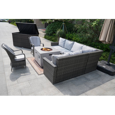 Algird 7 - Person Patio Conversation Set with Cushions