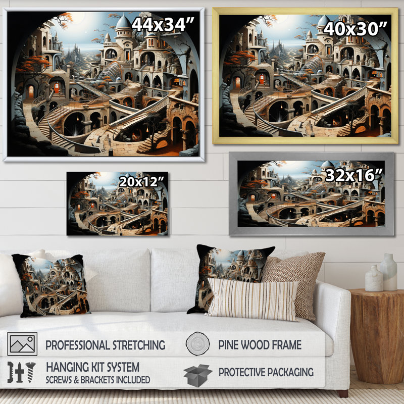 Surréalisme City Infinite Illusions II, Cadre photo noir, H 12 po x l 20 po x P 1 po