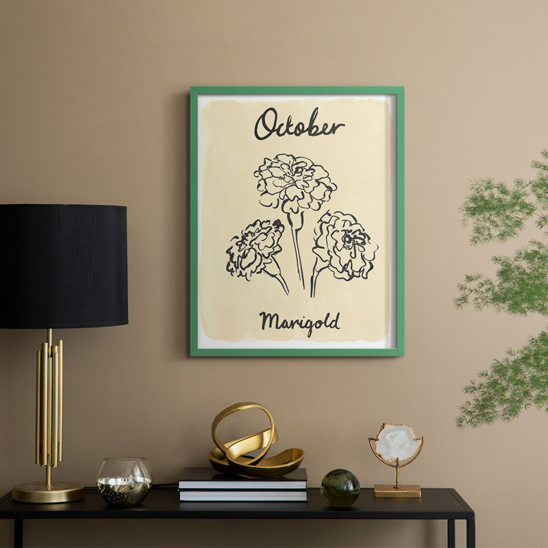 Reproduction encadrée mois de naissance X - bois massif, Vert, H 11 po x l 9 po