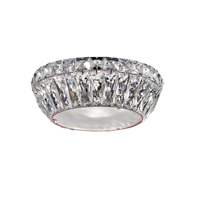 Crystal LED Flush Mount, Rose Gold, 12" H x 31" W x 31" D, 4 Lights