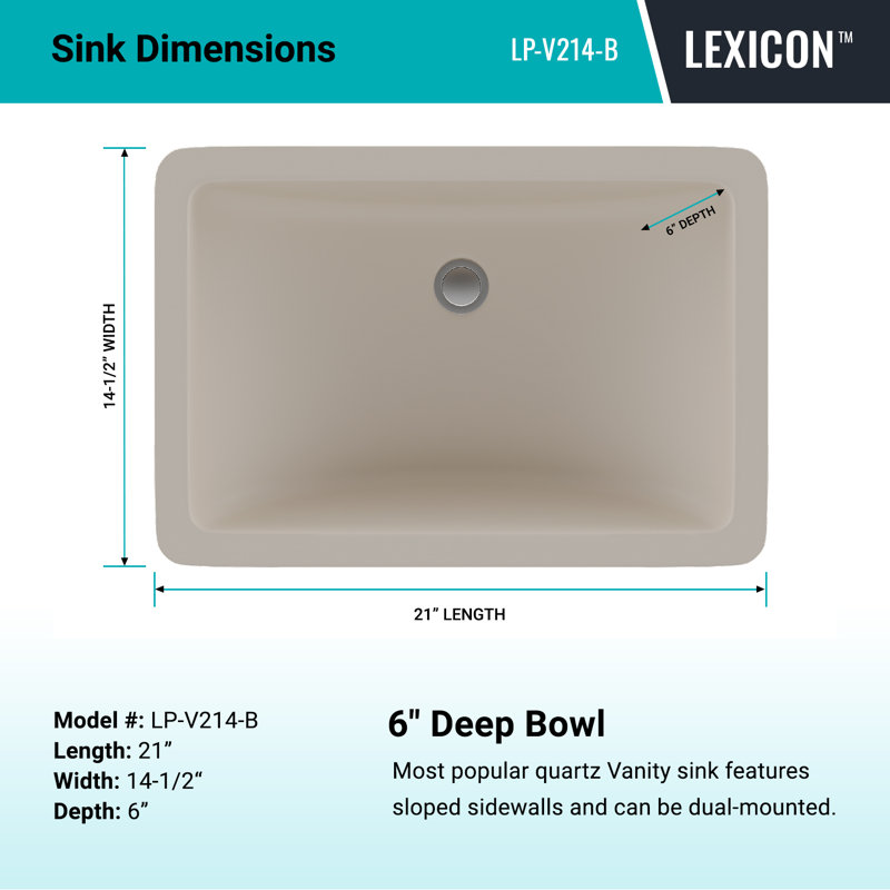 Beige Quartz Composite 21" Rectangle Vanity Sink