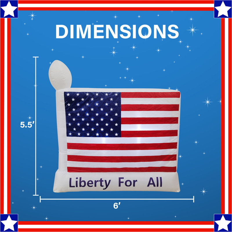 6 ft Wide Pre-lit Patriotic American Flag Inflatable