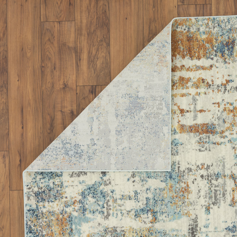 Tapis bleu / ivoire / brun Kingsbury, Rectangle 8 pi x 10 pi
