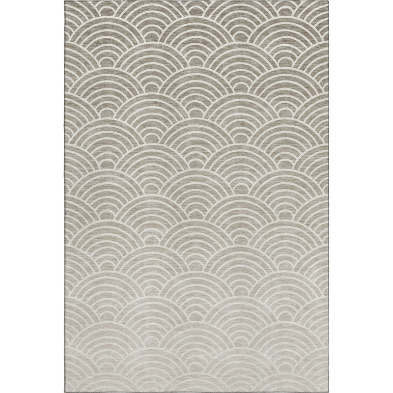 Premium Machine Washable Mayfield AMF2414 Arc Rug, Ivory, 5' x 7'6"