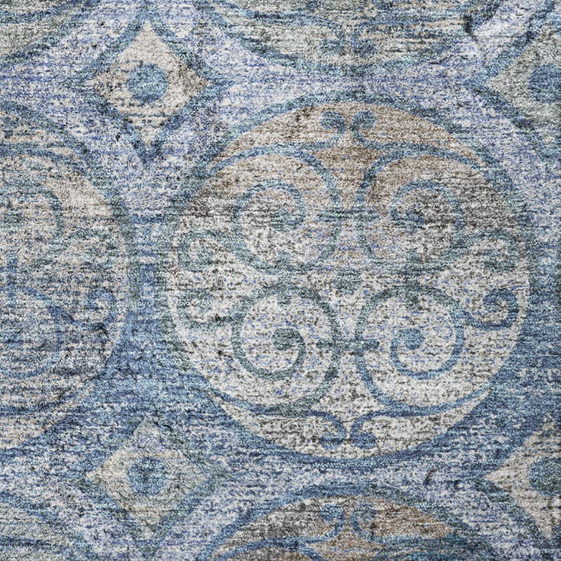 Tapis Dream Shag ADS738 à cercles, lavable à la machine de qualité supérieure, Blue, 2 pi 6 po x 3 pi 10 po