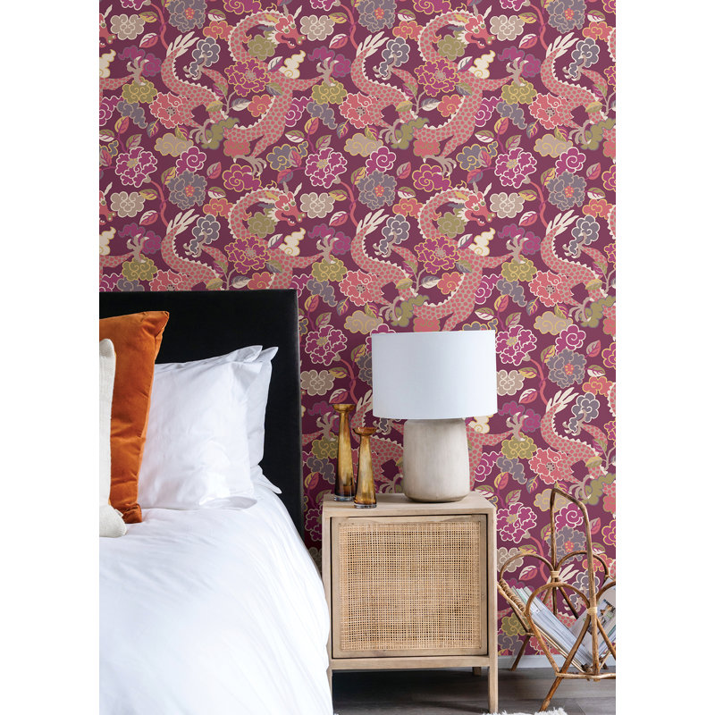 Keiundra Floral Wallpaper Roll, Purple