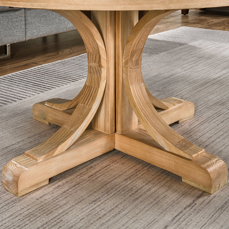 Table basse ronde en bois massif de style rustique au design classique, parfaite pour divers décors