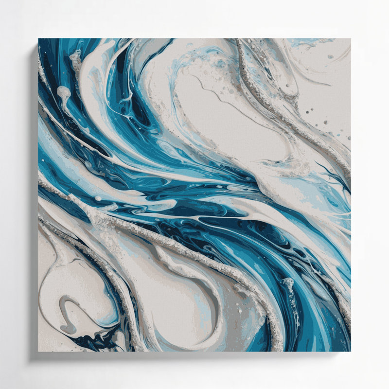 Abstrait art fluide sur toile grise 54, H 12 po x l 12 po