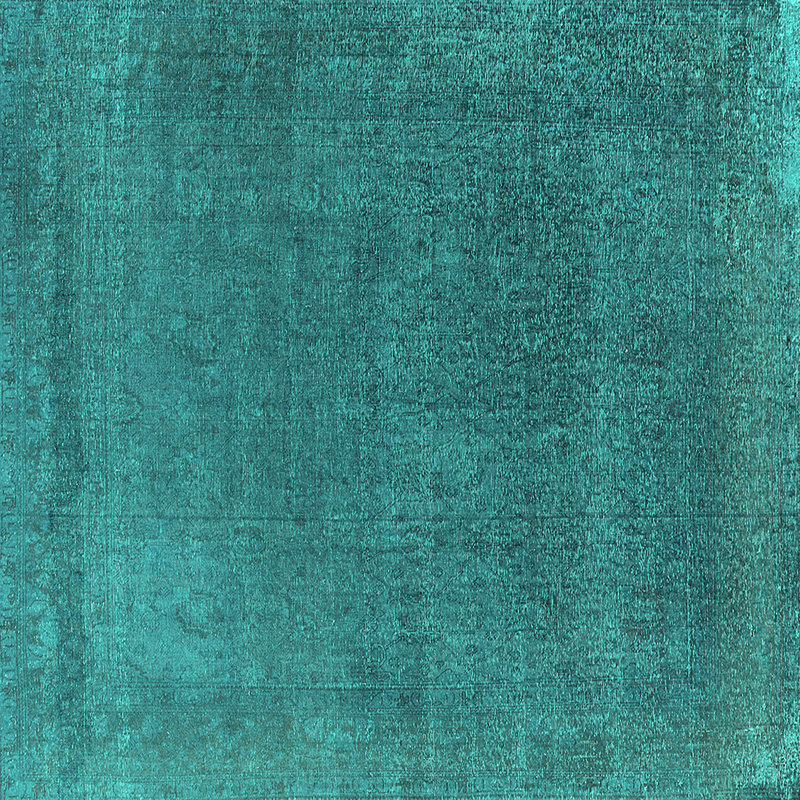 Tapis bleu sarcelle tissé à la machine, Carré 3 pi
