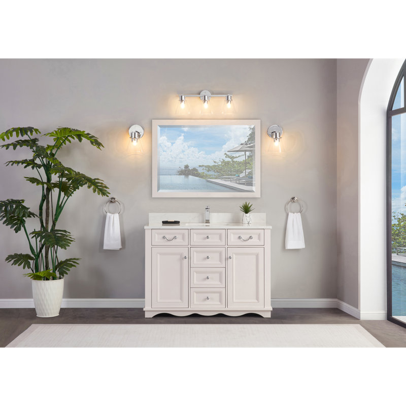 48" Cadet Finish Solid Wood Sink Vanity  With 1' Artificial Stone Top, Dreamy White