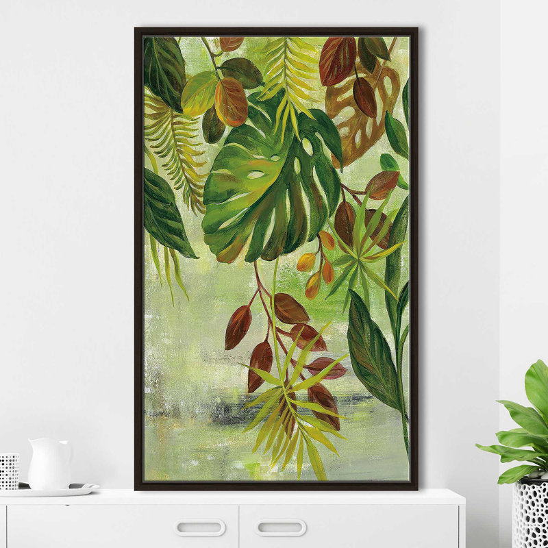 «Tropical Greenery II» par Silvia Vassileva - Peinture, Cadre flottant espresso, H 51,5 po x l 31,5 po x P 2 po